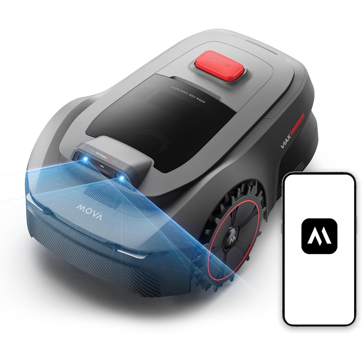 MOVA ViAX 250 Mähroboter ohne Begrenzungskabel, Empfangsbereich 250 m², KI-gestützte Kartierung, U-förmige Spuren, Hindernisvermeidung mit Dual Vision, besserer Kantenschnitt, für komplexes Gelände, App-Steuerung