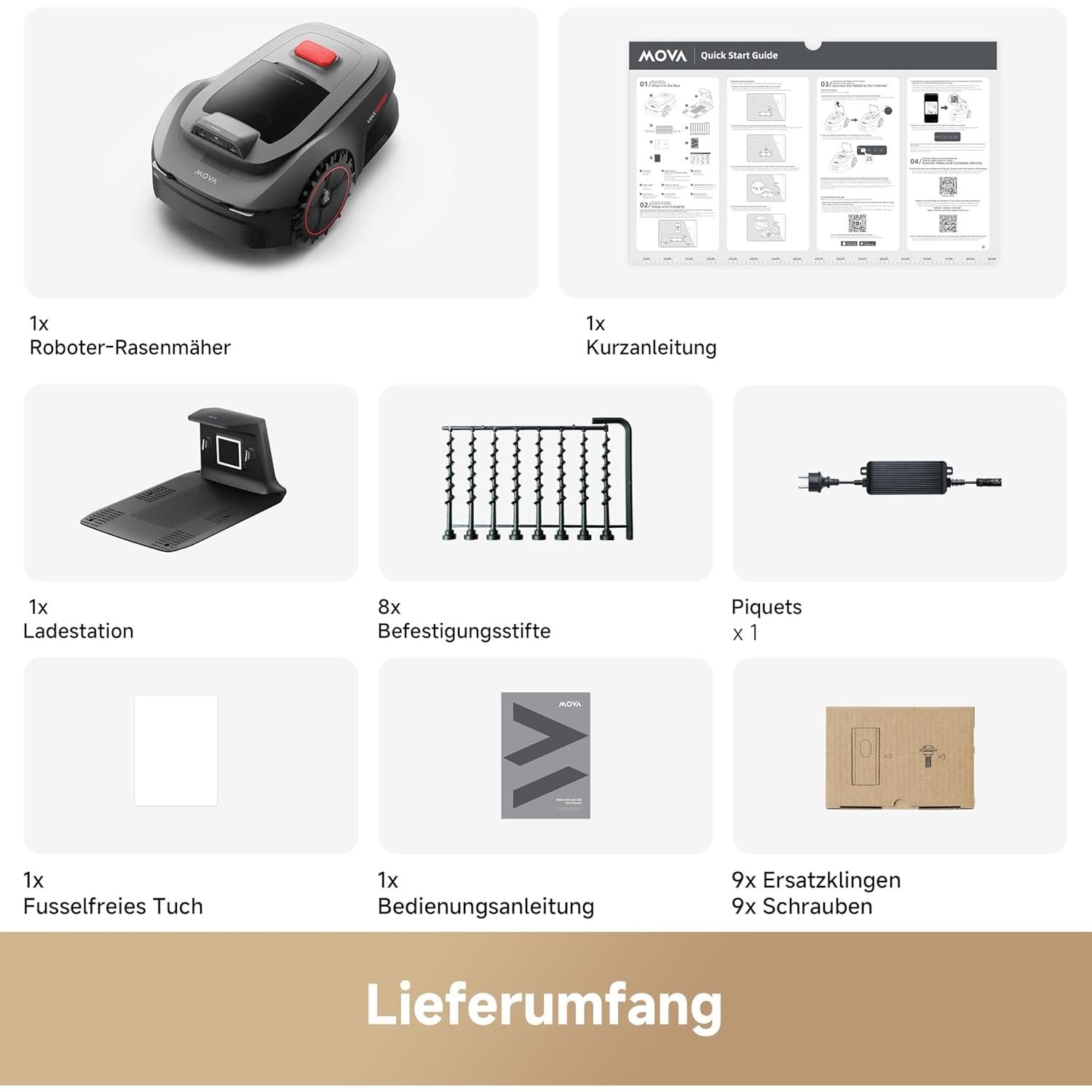 MOVA ViAX 250 Mähroboter ohne Begrenzungskabel, Empfangsbereich 250 m², KI-gestützte Kartierung, U-förmige Spuren, Hindernisvermeidung mit Dual Vision, besserer Kantenschnitt, für komplexes Gelände, App-Steuerung