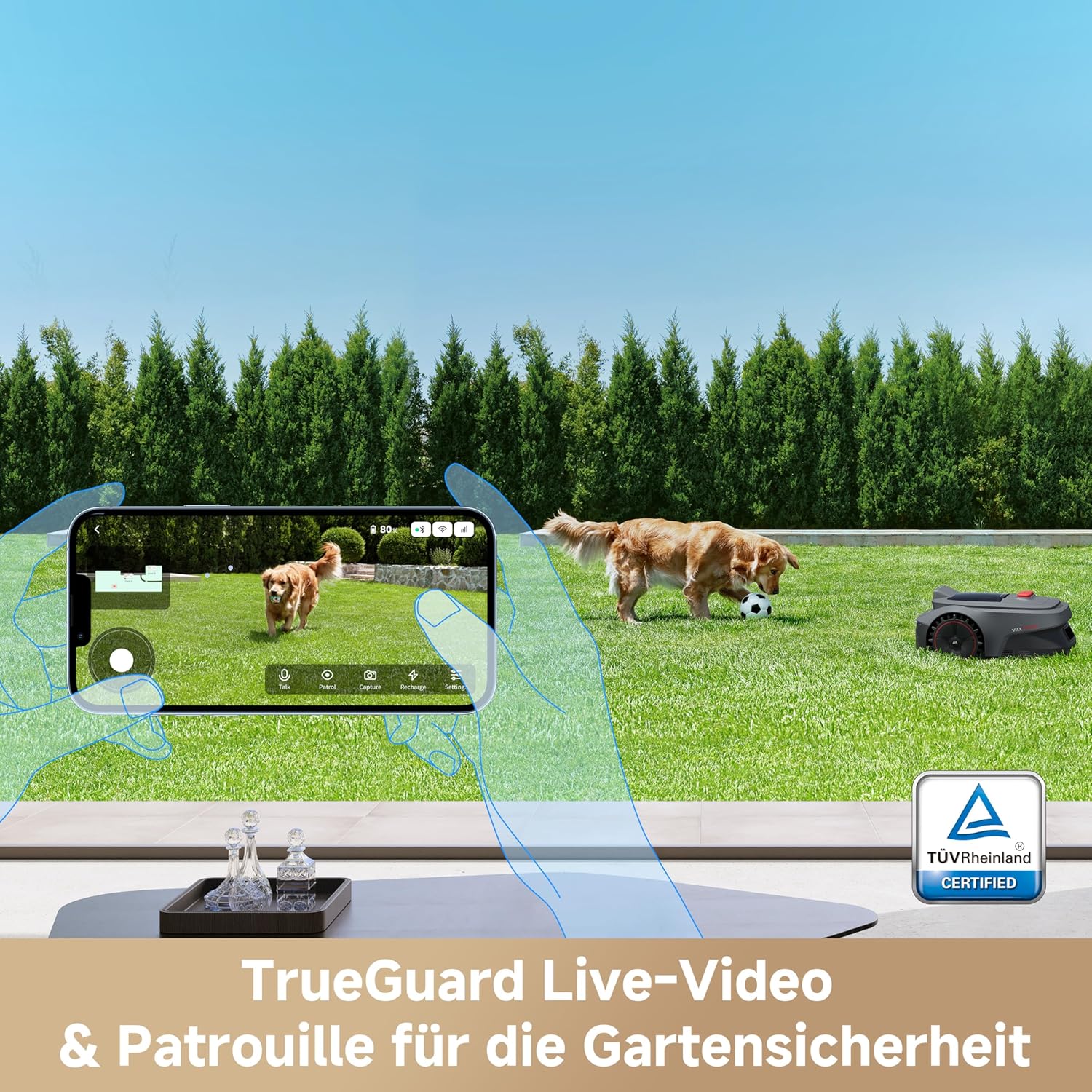 MOVA ViAX 250 Mähroboter ohne Begrenzungskabel, Empfangsbereich 250 m², KI-gestützte Kartierung, U-förmige Spuren, Hindernisvermeidung mit Dual Vision, besserer Kantenschnitt, für komplexes Gelände, App-Steuerung